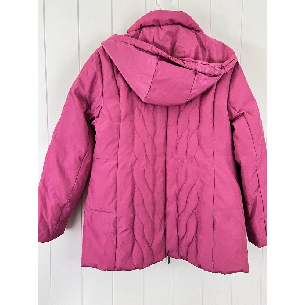 Donatella Pink Hooded Quilted Puffer Jacket Wavy Stitch Coat Insulated Medium - Picture 10 of 10